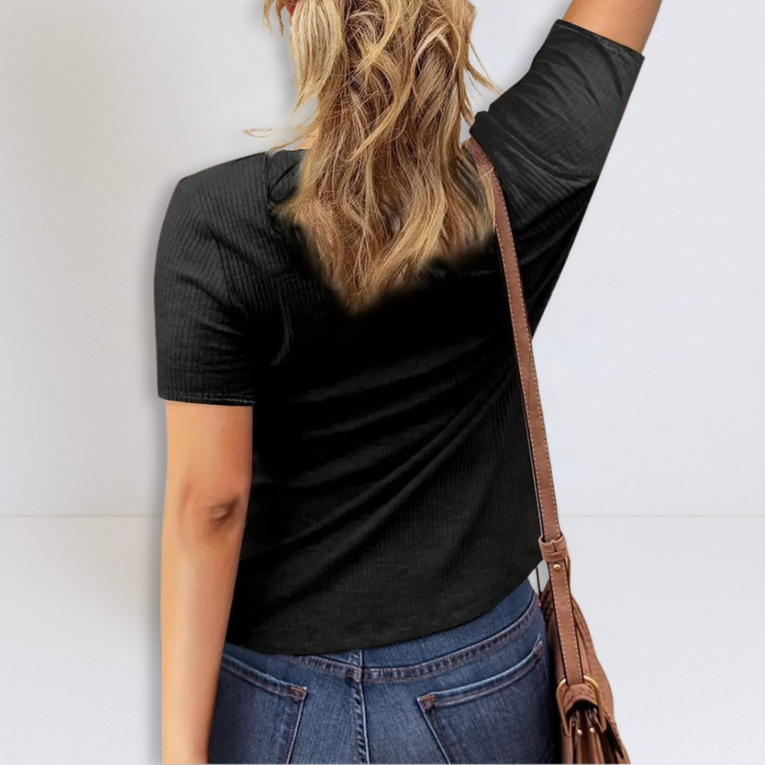 Betty | Geribbelde Henley Blouse