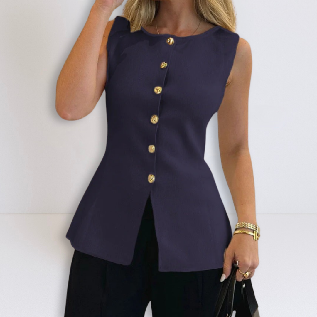Roze | Mouwloze Knopen Peplum Top