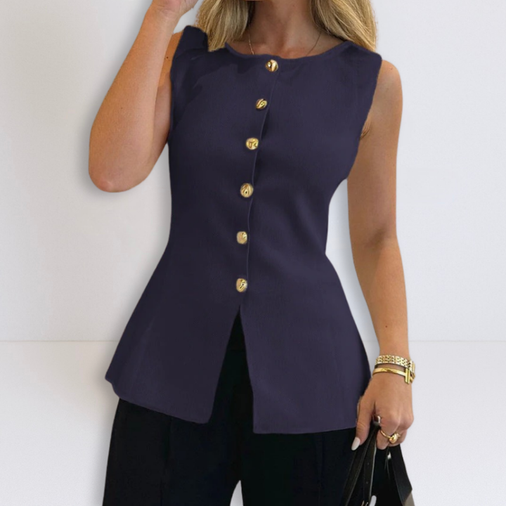 Roze | Mouwloze Knopen Peplum Top