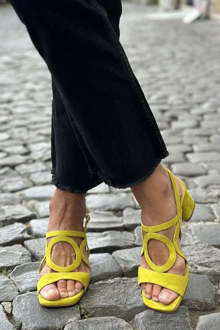 Camille™ | Sandalen met vierkante neus en opengewerkte bandjes