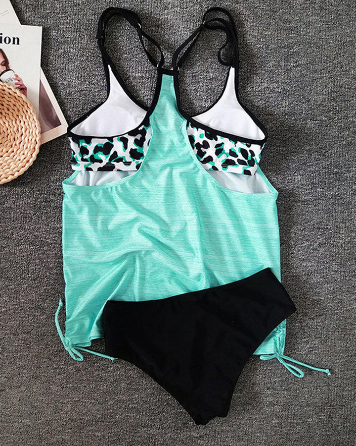 Augustus - Effen Tankini met Luipaardprint