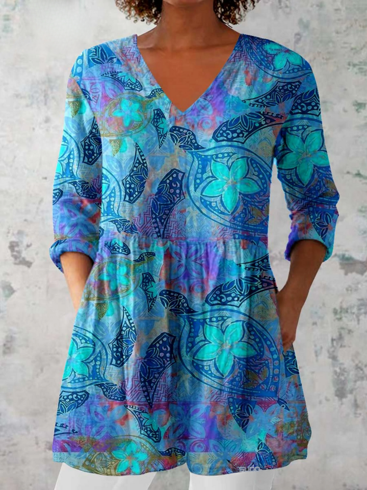 Riley | Lange Blouse met een uitdrukkingvol patroon