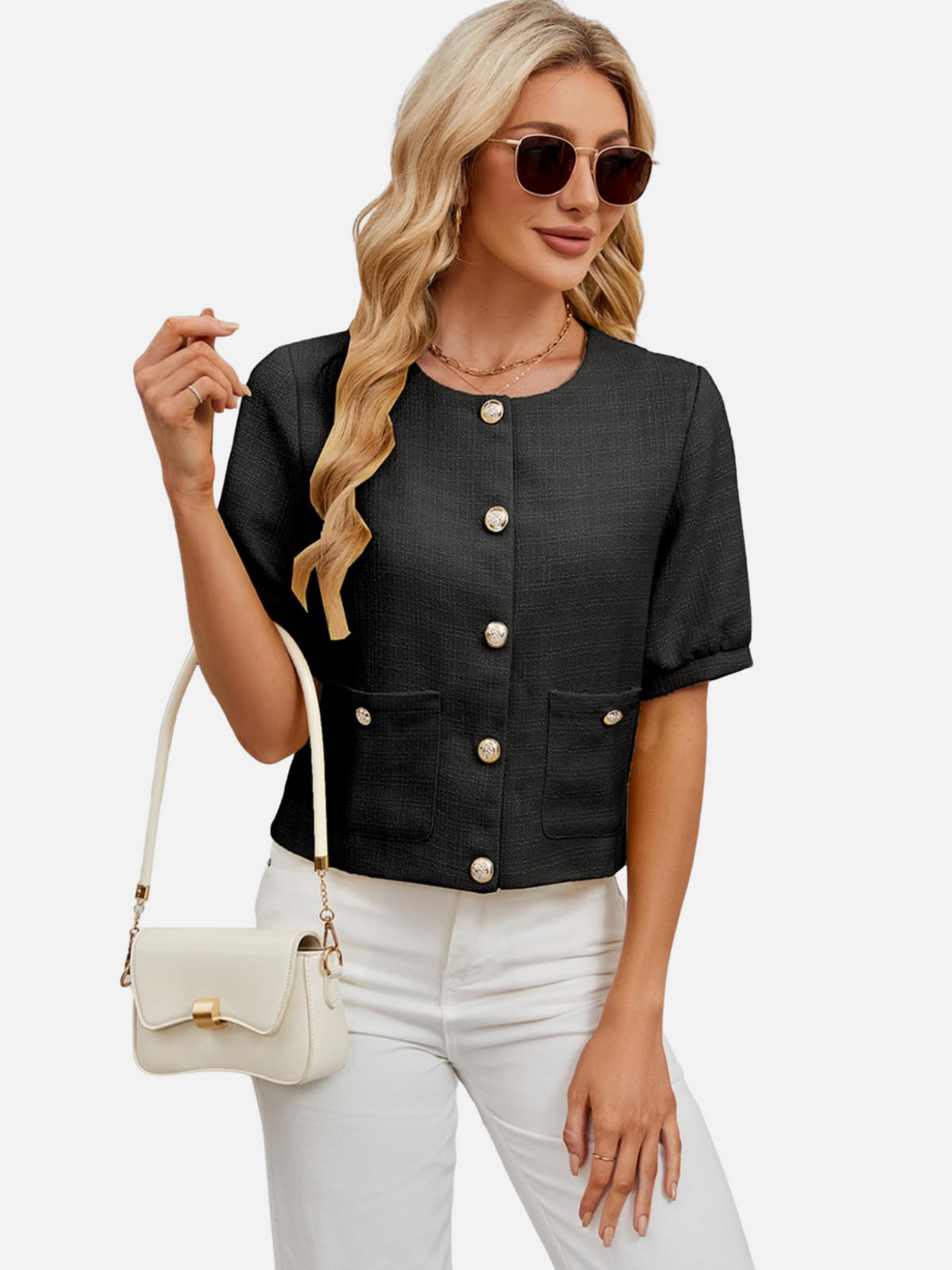 Vivian | Cropped Tweed Jasje