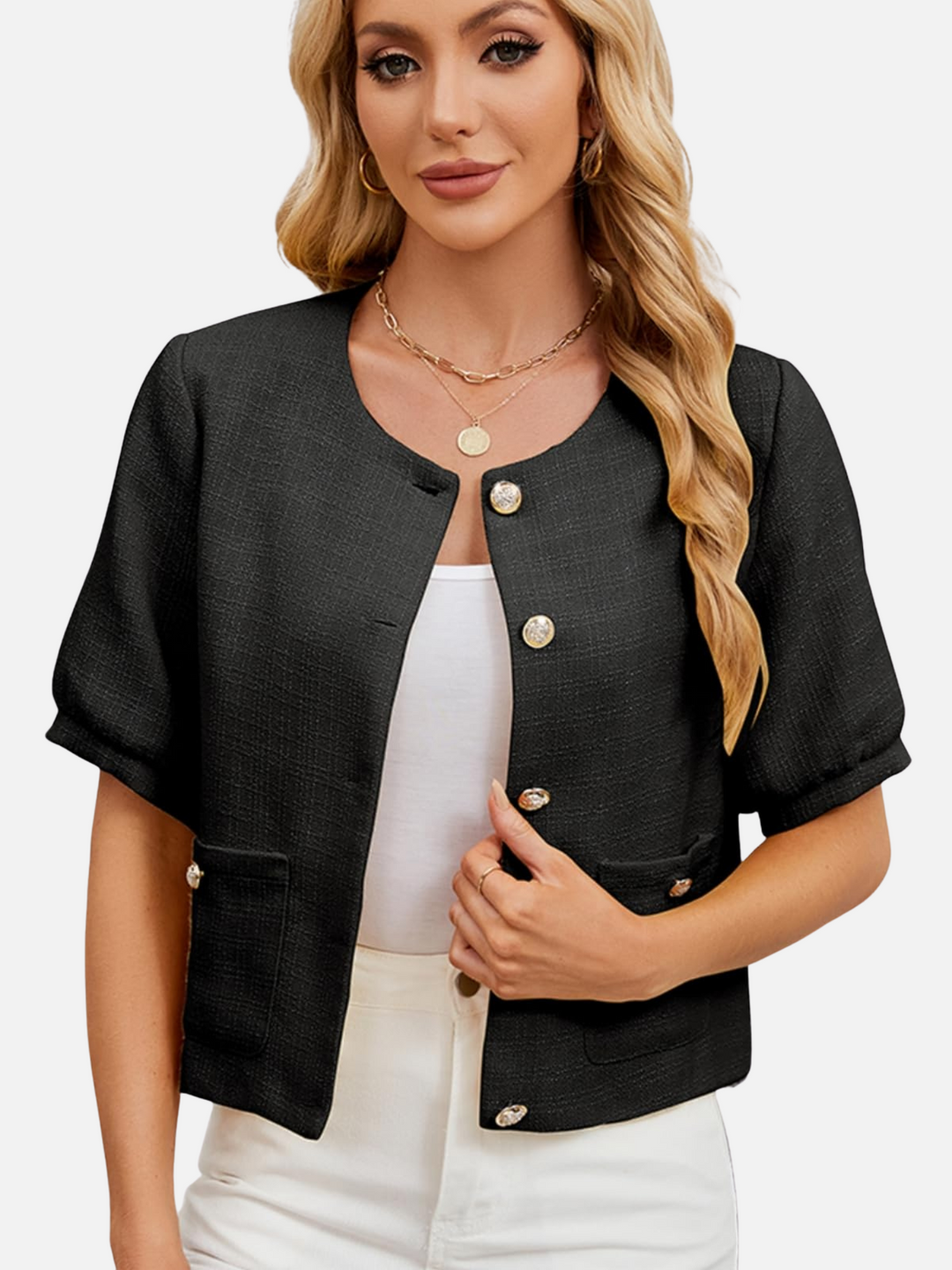 Vivian | Cropped Tweed Jasje