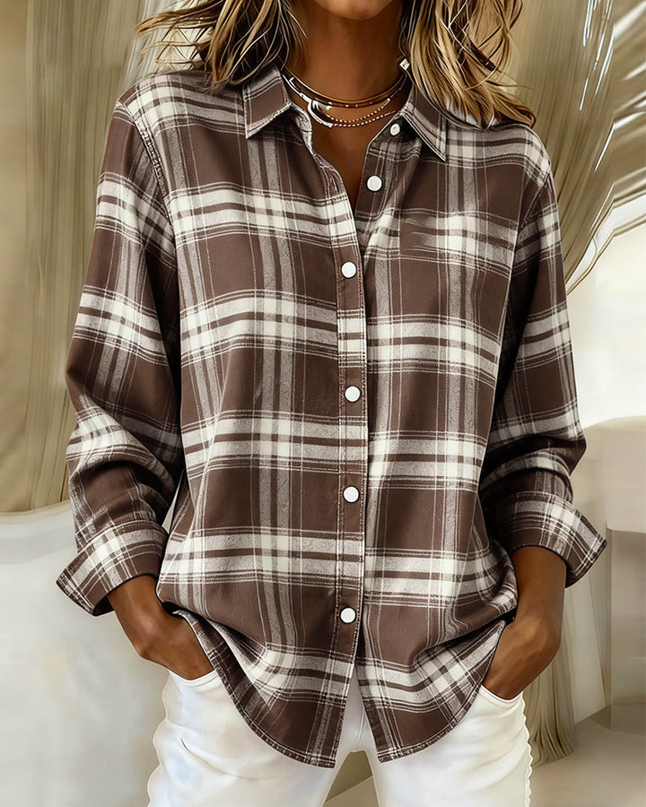 Xenna | Shirt met Ruitpatroon en Ingeknipte Kraag