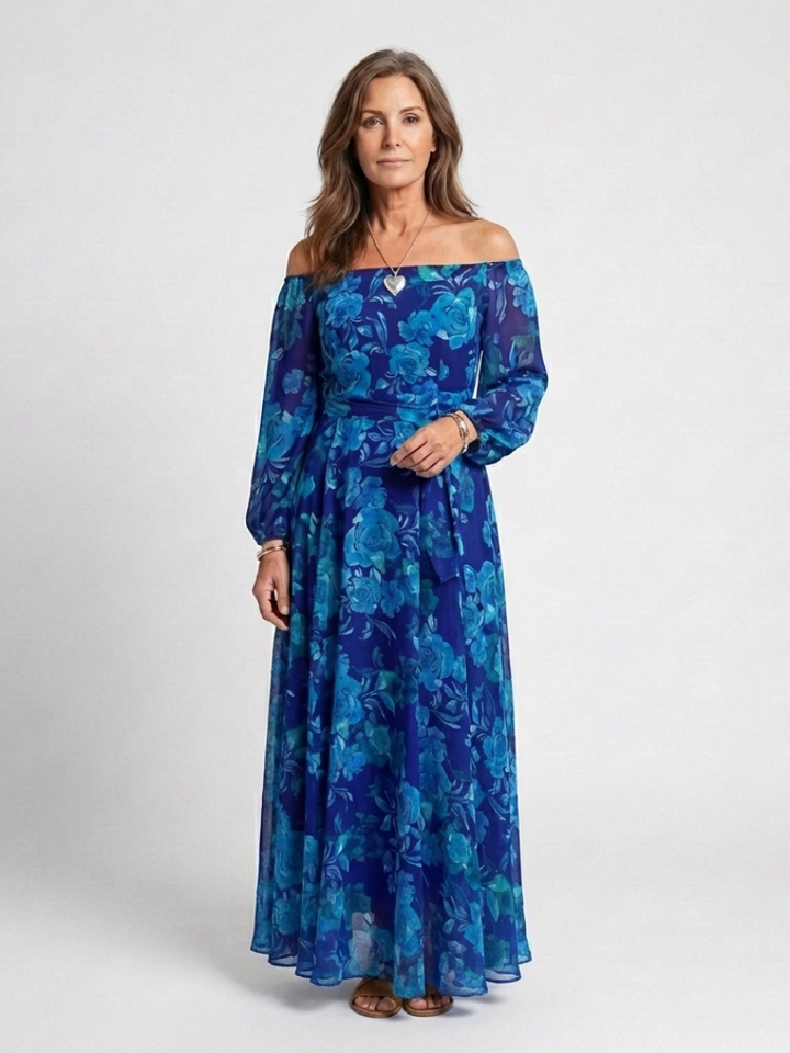 Aspen™ | Off-shoulder maxi-jurk met bloemenprint