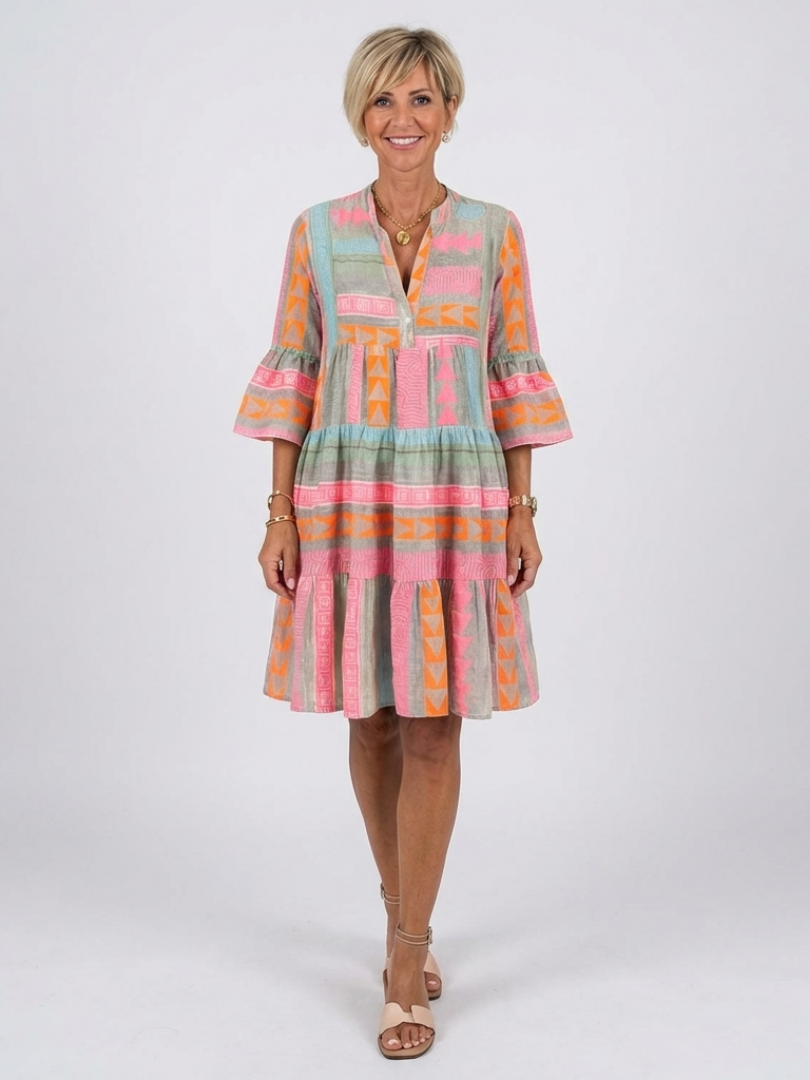 Manon™ | Knielange jurk met geometrische print