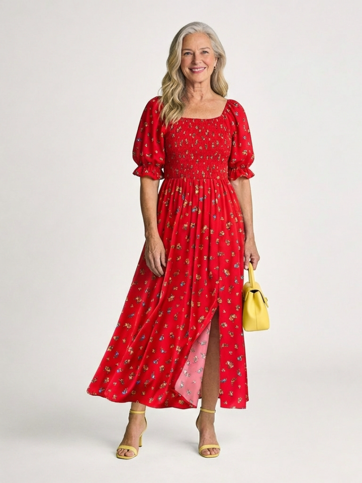 Delphine™ | Bloemenjurk met vierkante hals
