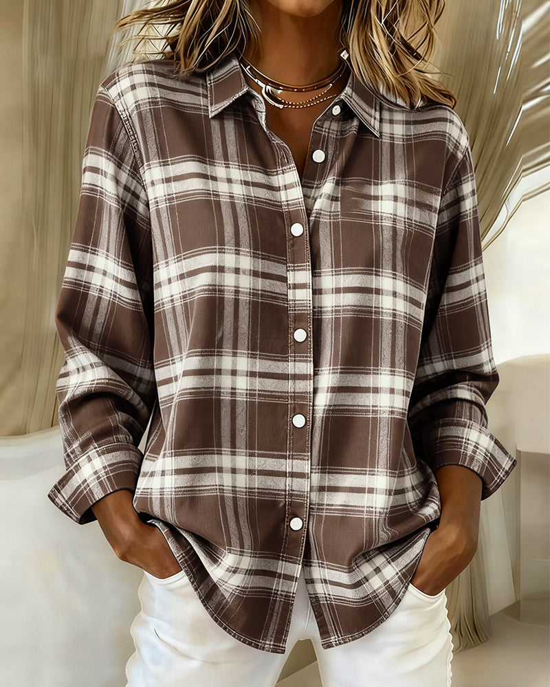 Xenna | Shirt met Ruitpatroon en Ingesneden Kraag