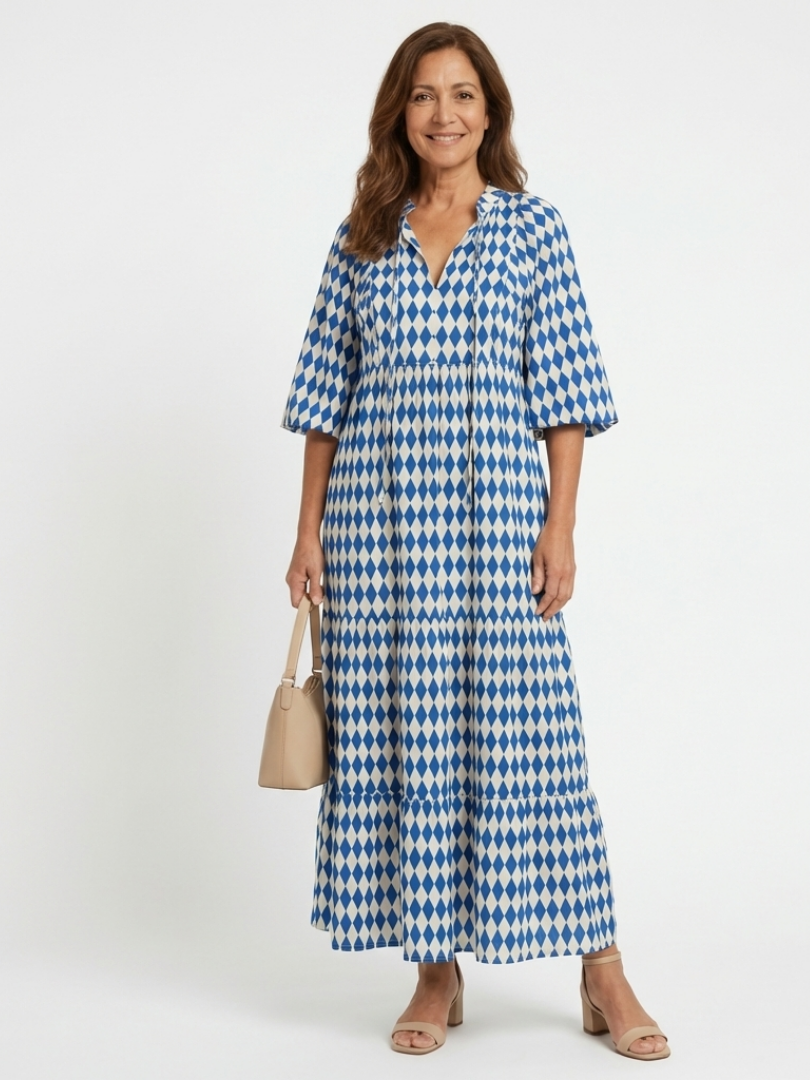 Nadine™ | Midi-jurk met ruitprint
