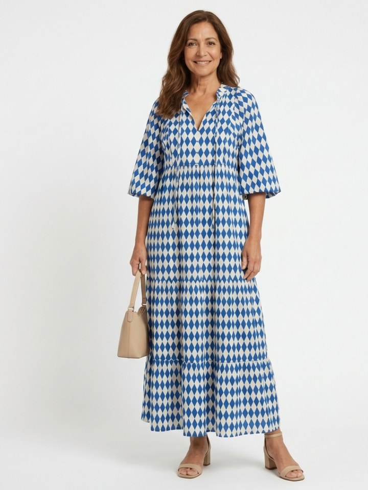 Nadine™ | Midi-jurk met ruitprint