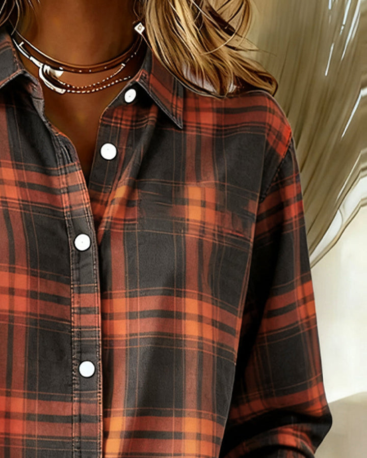 Xenna | Shirt met Ruitpatroon en Ingesneden Kraag