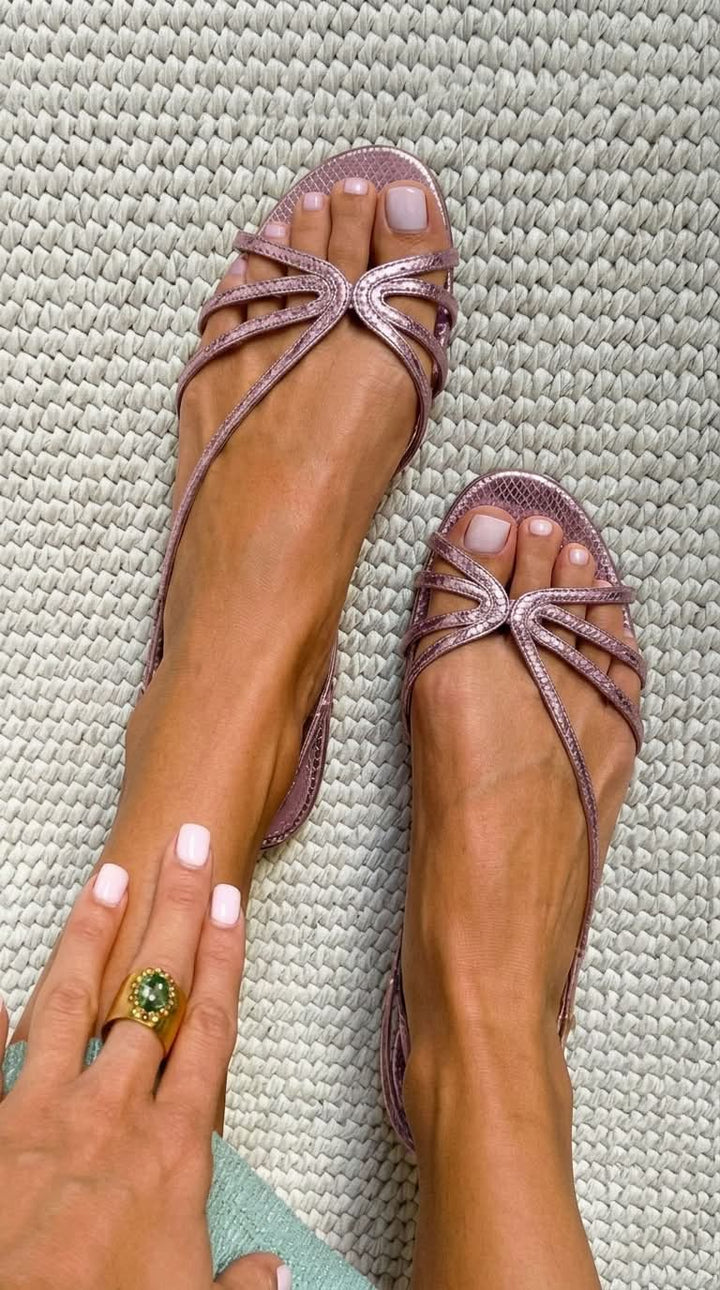 Aurelia™ | Metallic sandalen met gevlochten bandjes