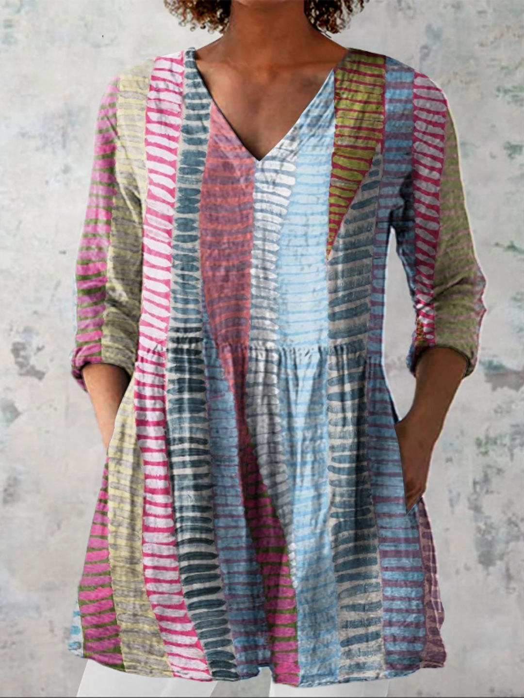 Noa | Lange Blouse met een opvallend patroon