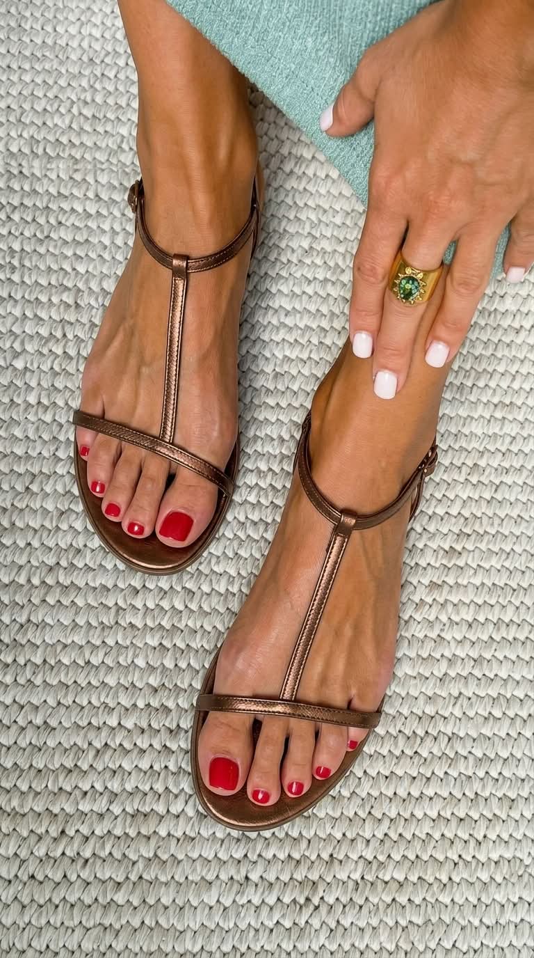 Juliette™ | Metallic sandalen met middenbandje