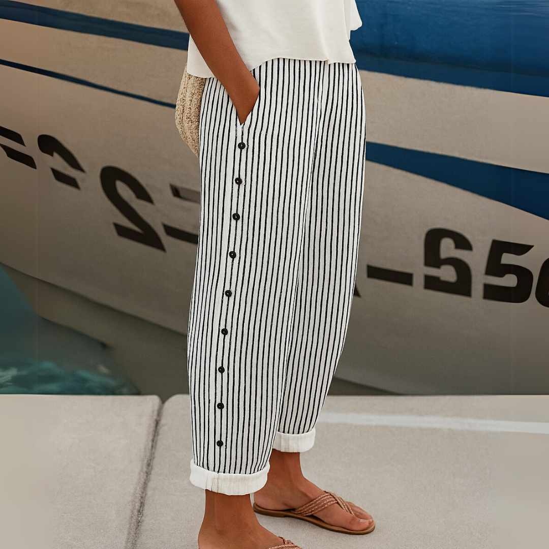 Sharon | Striped Loose Fit Wide-Leg Pants for Women | Summer
