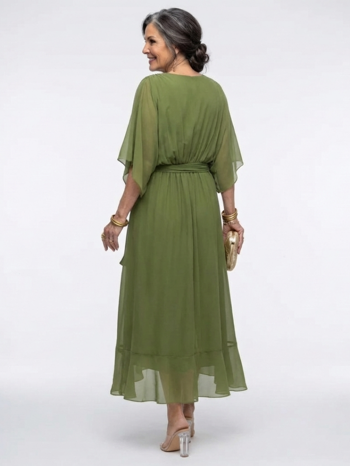 Elise™ | Gedrapeerde midi-jurk