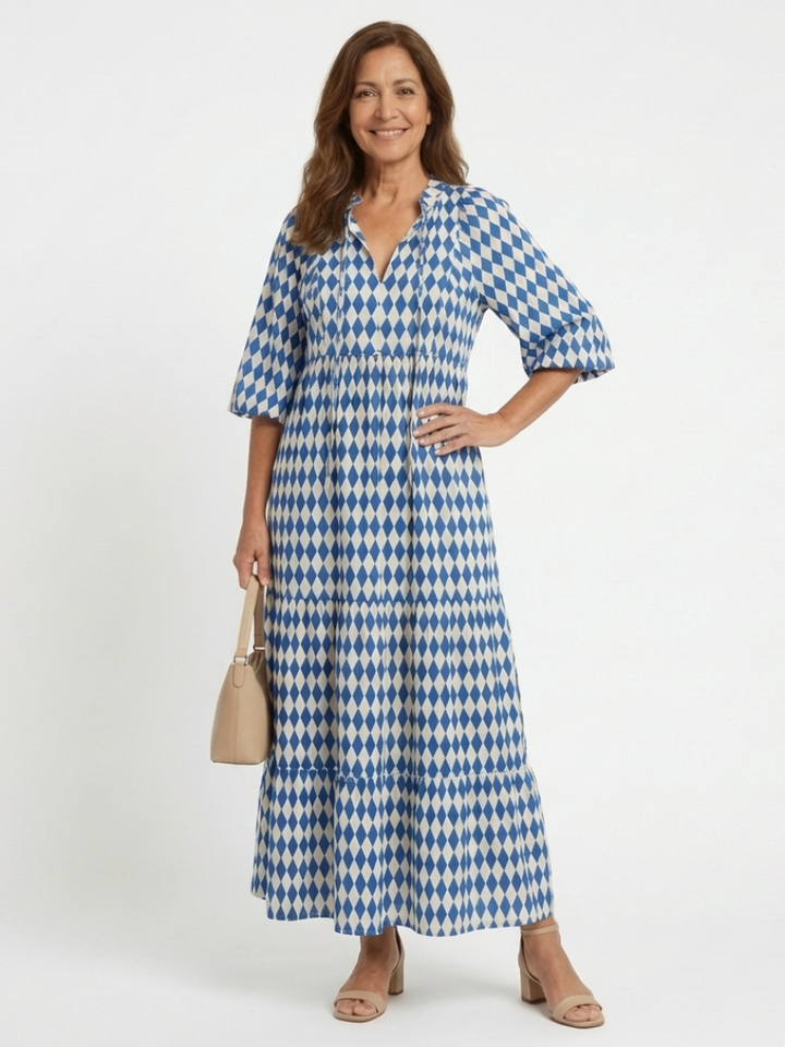 Nadine™ | Midi-jurk met ruitprint