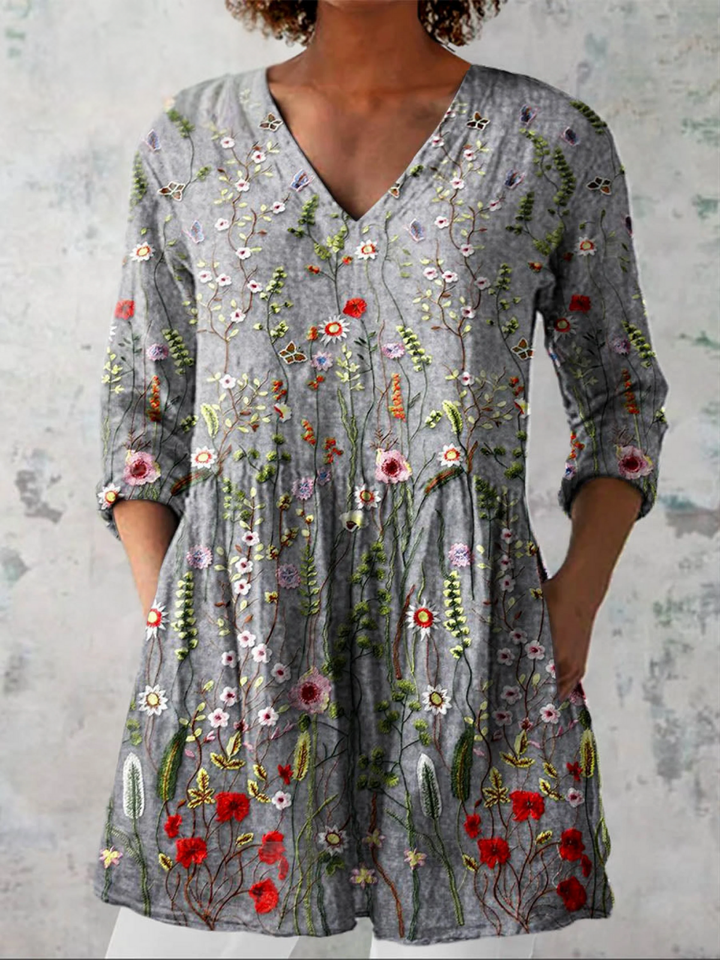Sloane | Lange Blouse met expressief patroon