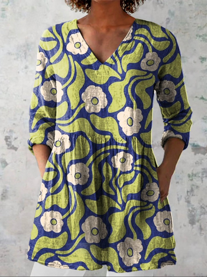 Talia | Lange Blouse met Uitgesproken Patroon