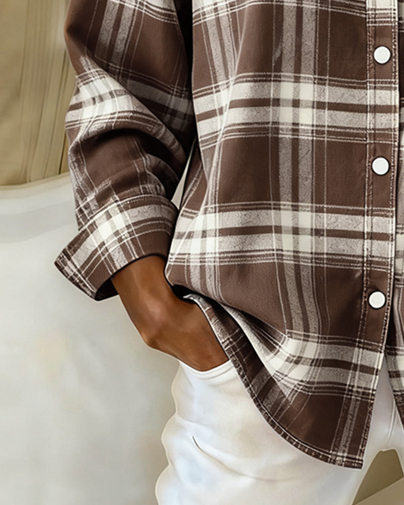 Xenna | Shirt met Ruitpatroon en Ingeknipte Kraag