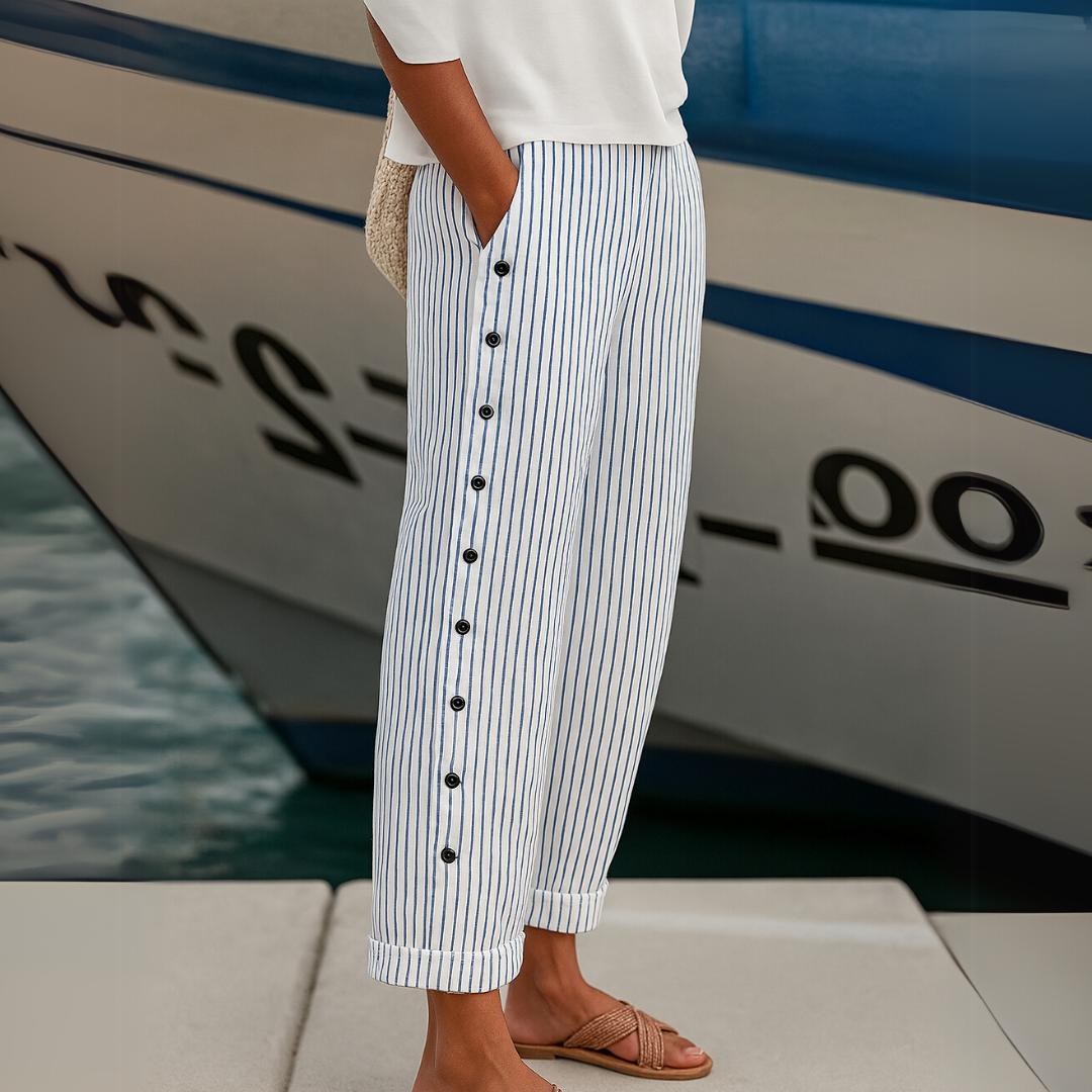 Sharon | Striped Loose Fit Wide-Leg Pants for Women | Summer