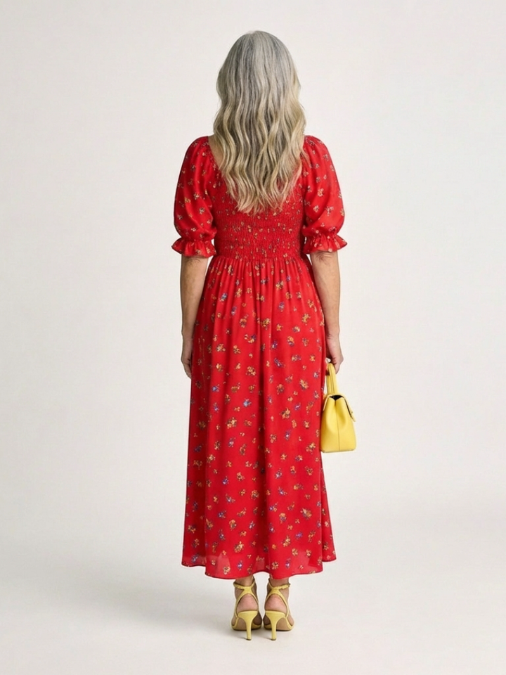 Delphine™ | Bloemenjurk met vierkante hals