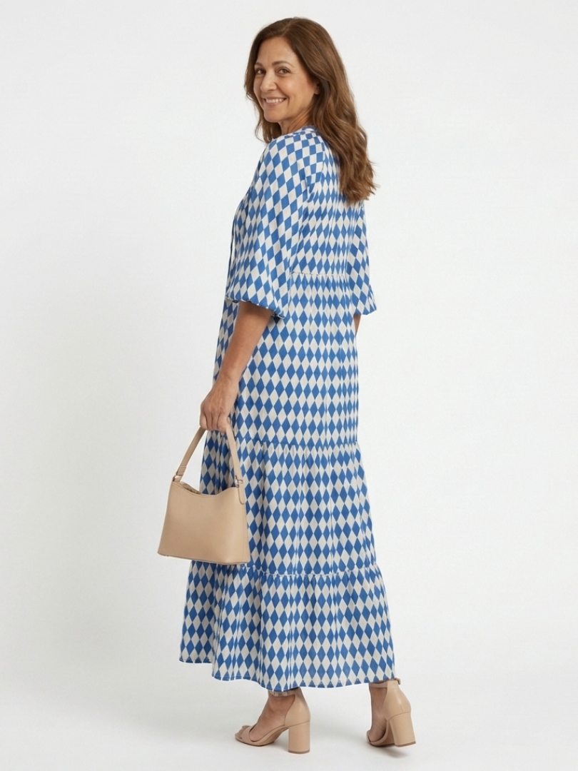 Nadine™ | Midi-jurk met ruitprint