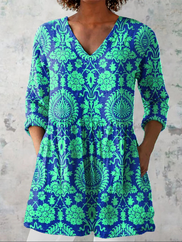 Romy | Lange Blouse met een opvallend patroon