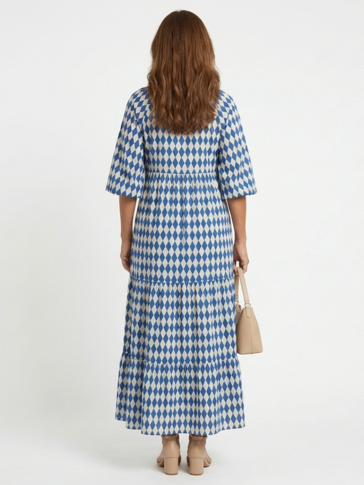 Nadine™ | Midi-jurk met ruitprint