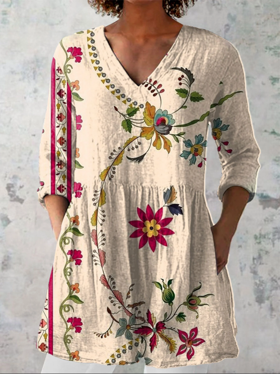 Aria | Lange Blouse met Expressief Patroon