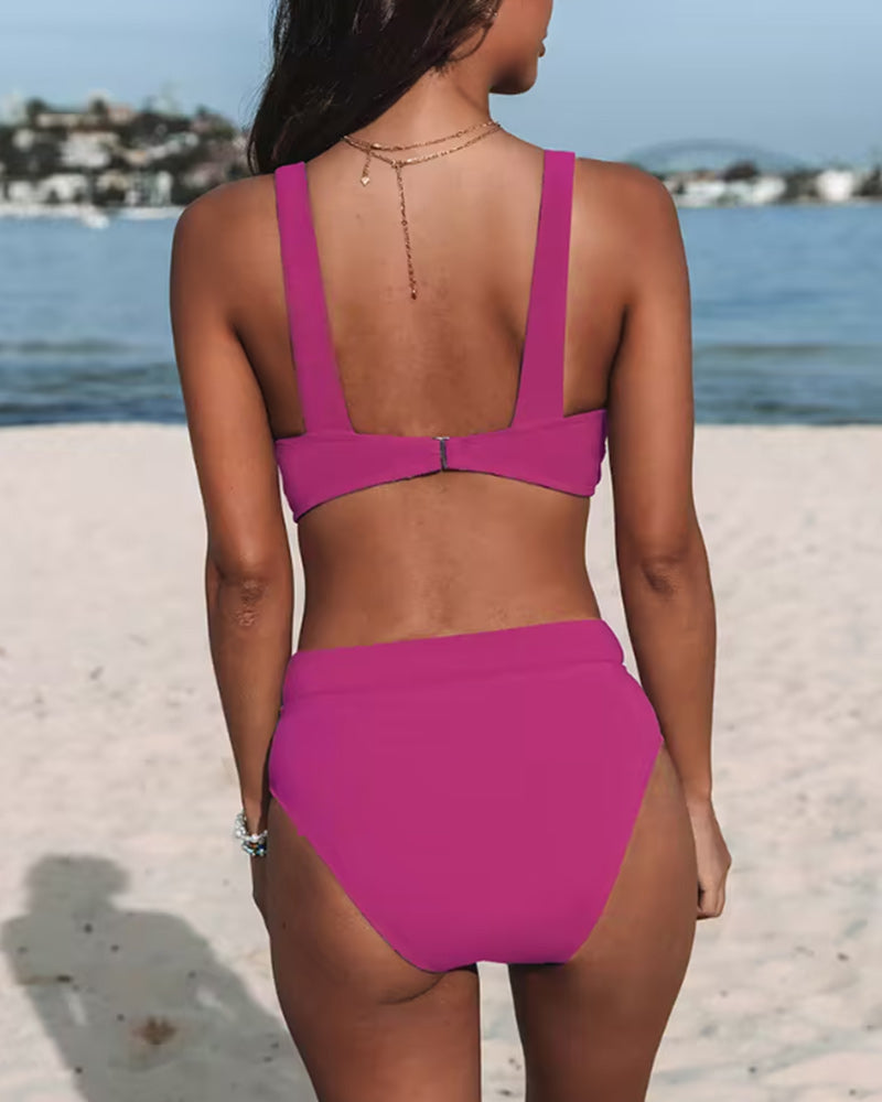 Hilde | Effen Badpak met Hoge Taille