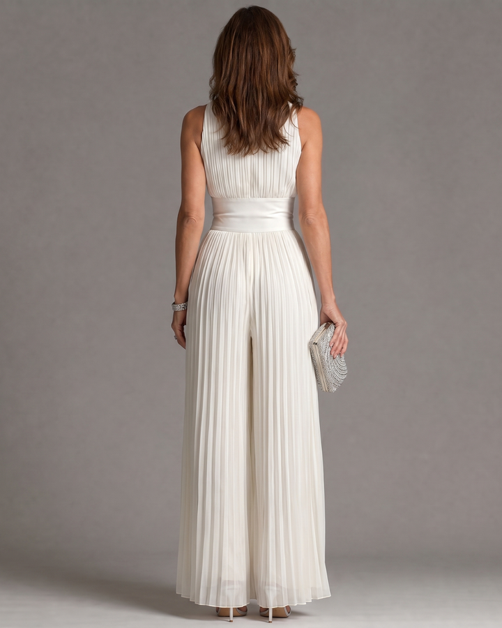 Zakira | Elegante Plissé Jumpsuit met Wijde Pijpen
