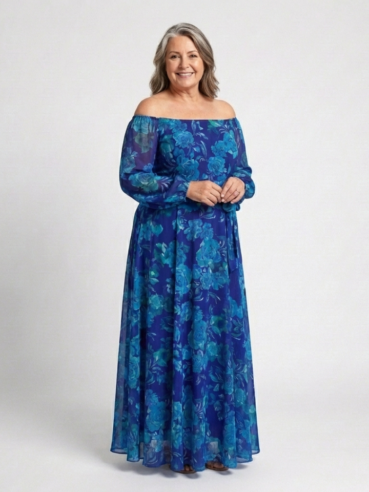 Aspen™ | Off-shoulder maxi-jurk met bloemenprint