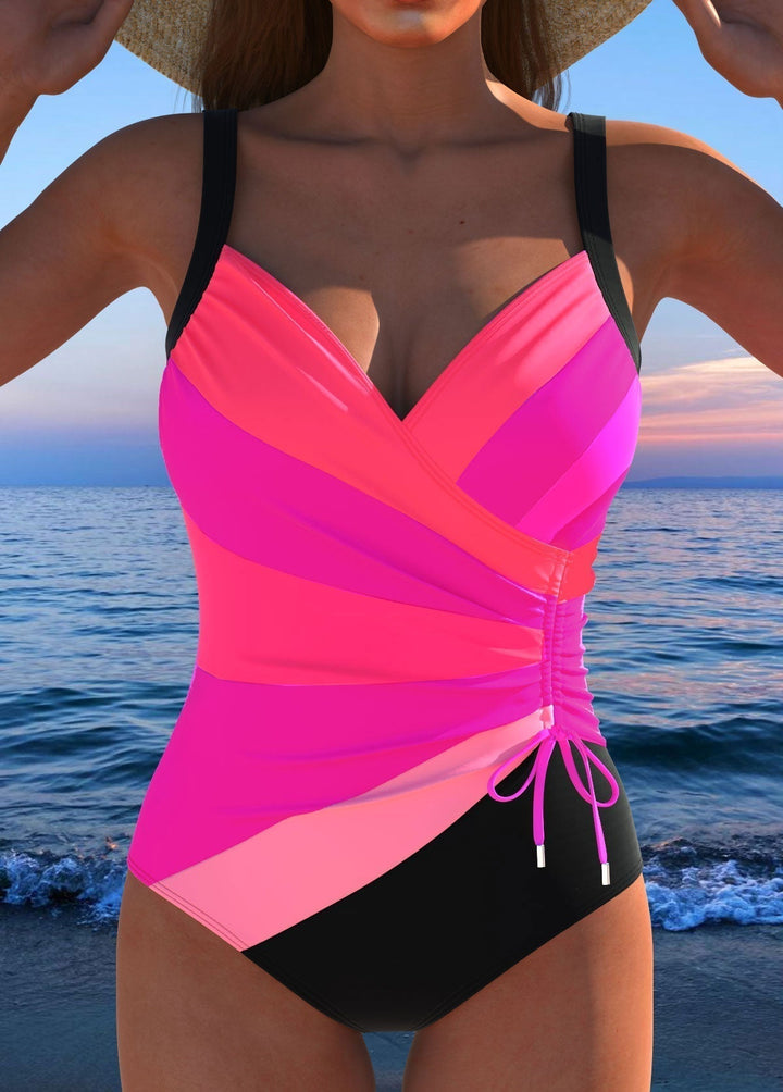 Luxe Wikkelbadpak met Kleurrijke Print