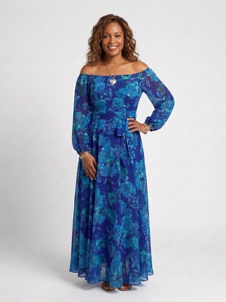 Aspen™ | Off-shoulder maxi-jurk met bloemenprint