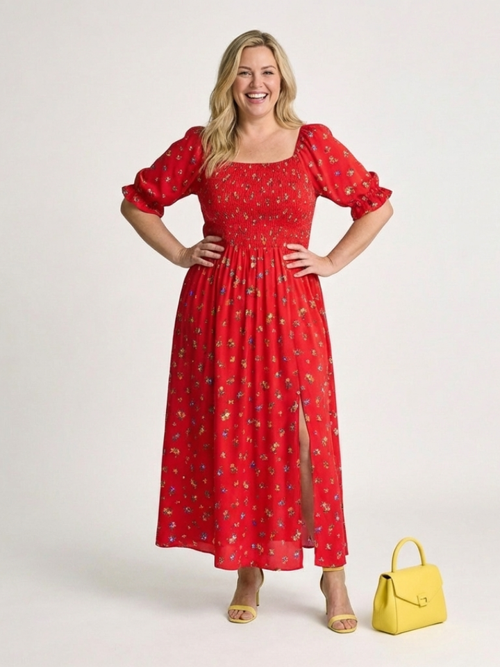 Delphine™ | Bloemenjurk met vierkante hals
