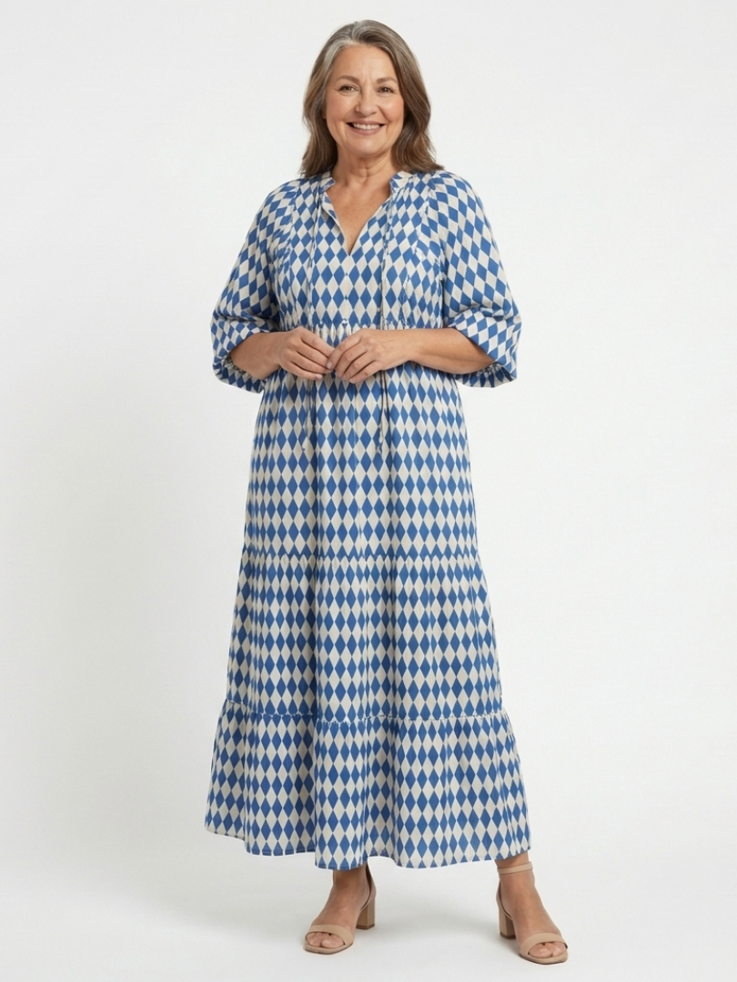 Nadine™ | Midi-jurk met ruitprint