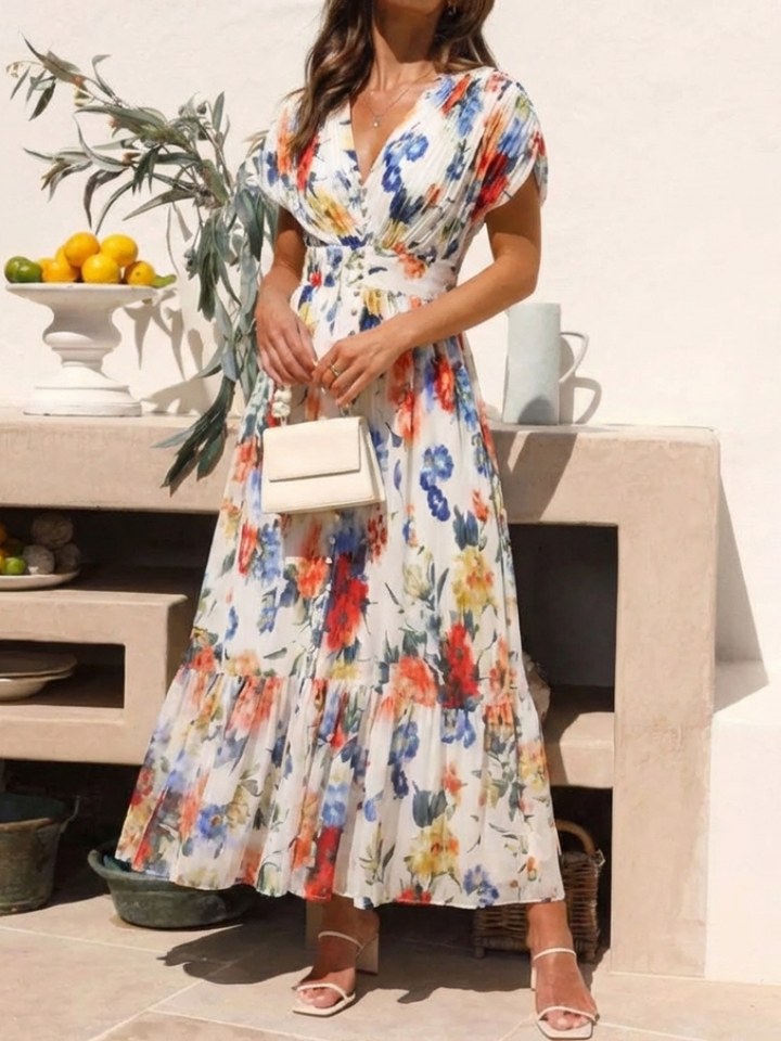 Savannah™ | Mouwloze geplooide midi-jurk
