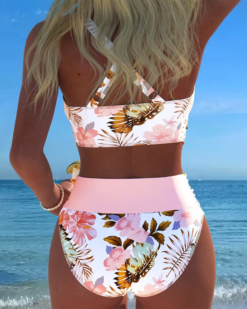 Bikini Set met Bloemenprint en Split
