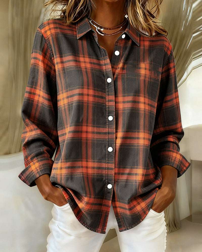 Xenna | Shirt met Ruitpatroon en Ingesneden Kraag