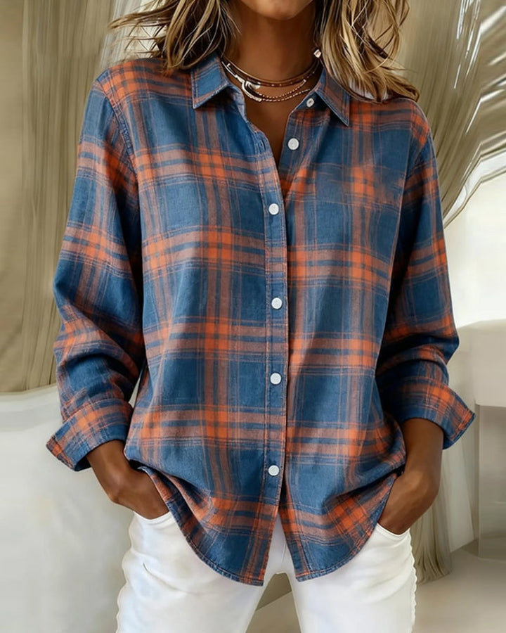 Xenna | Shirt met Ruitpatroon en Ingesneden Kraag