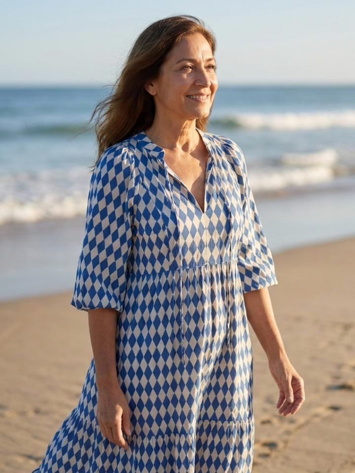Nadine™ | Midi-jurk met ruitprint