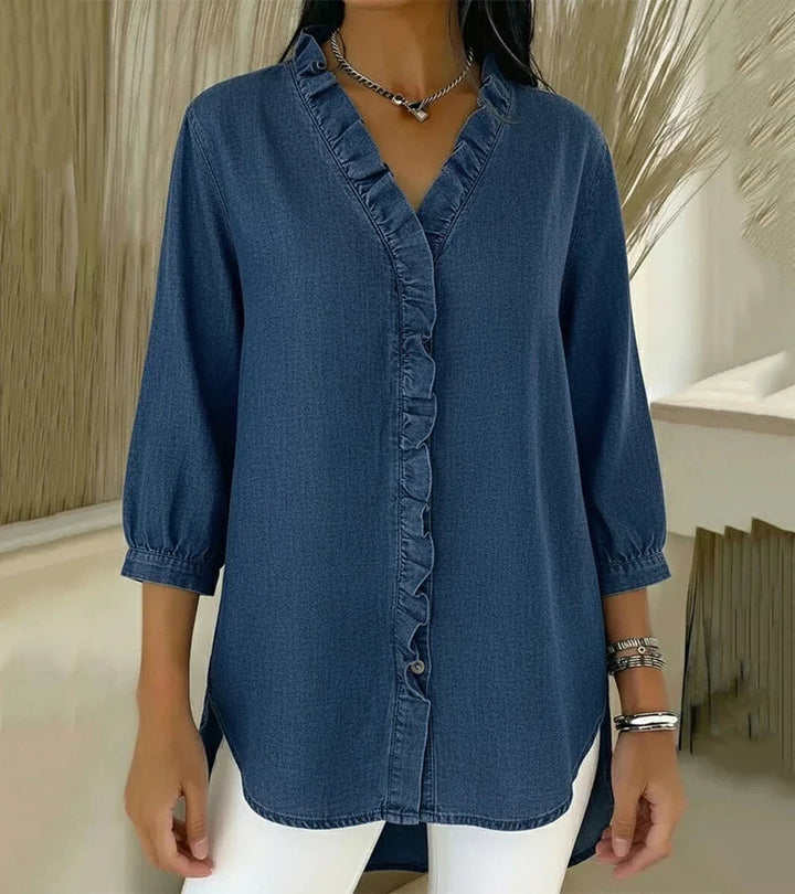 Adel | Blouse met V-hals en rafels