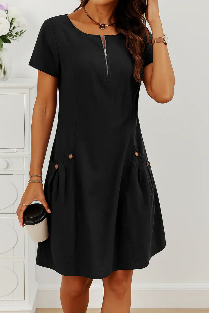 MARIELLA | Zomerjurk met elegante rits, praktische zakken en dagelijks comfort