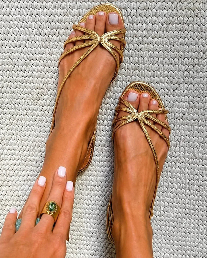 Aurelia™ | Metallic sandalen met gevlochten bandjes