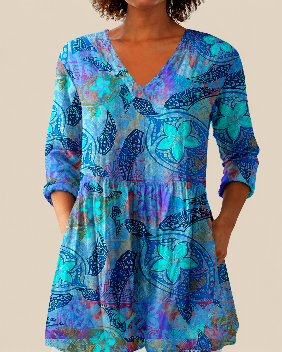 Riley | Lange Blouse met een uitdrukkingvol patroon