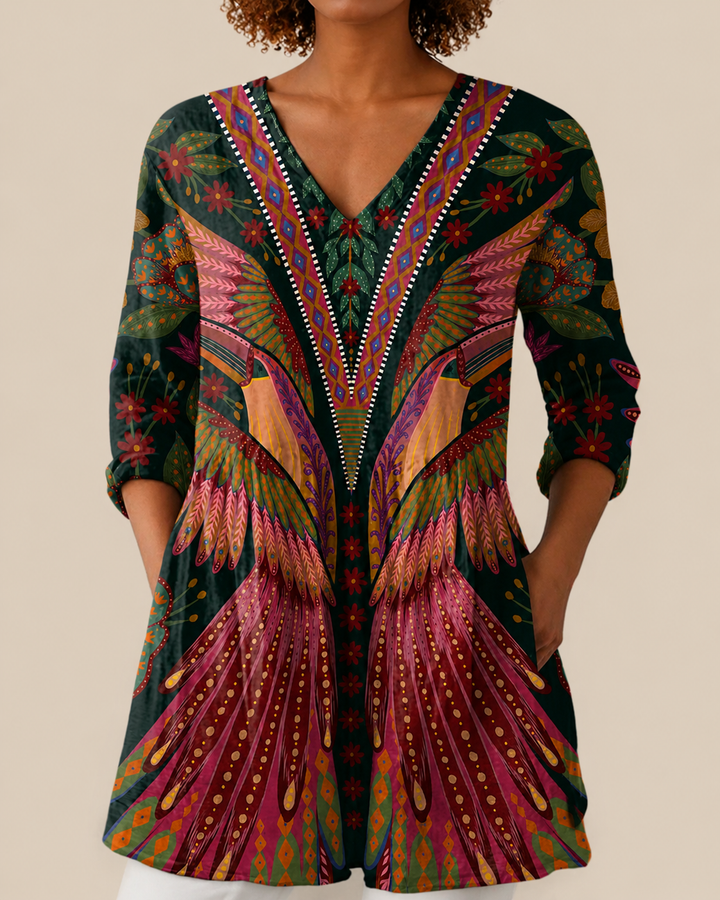 Mila | Lange Blouse met een opvallend patroon