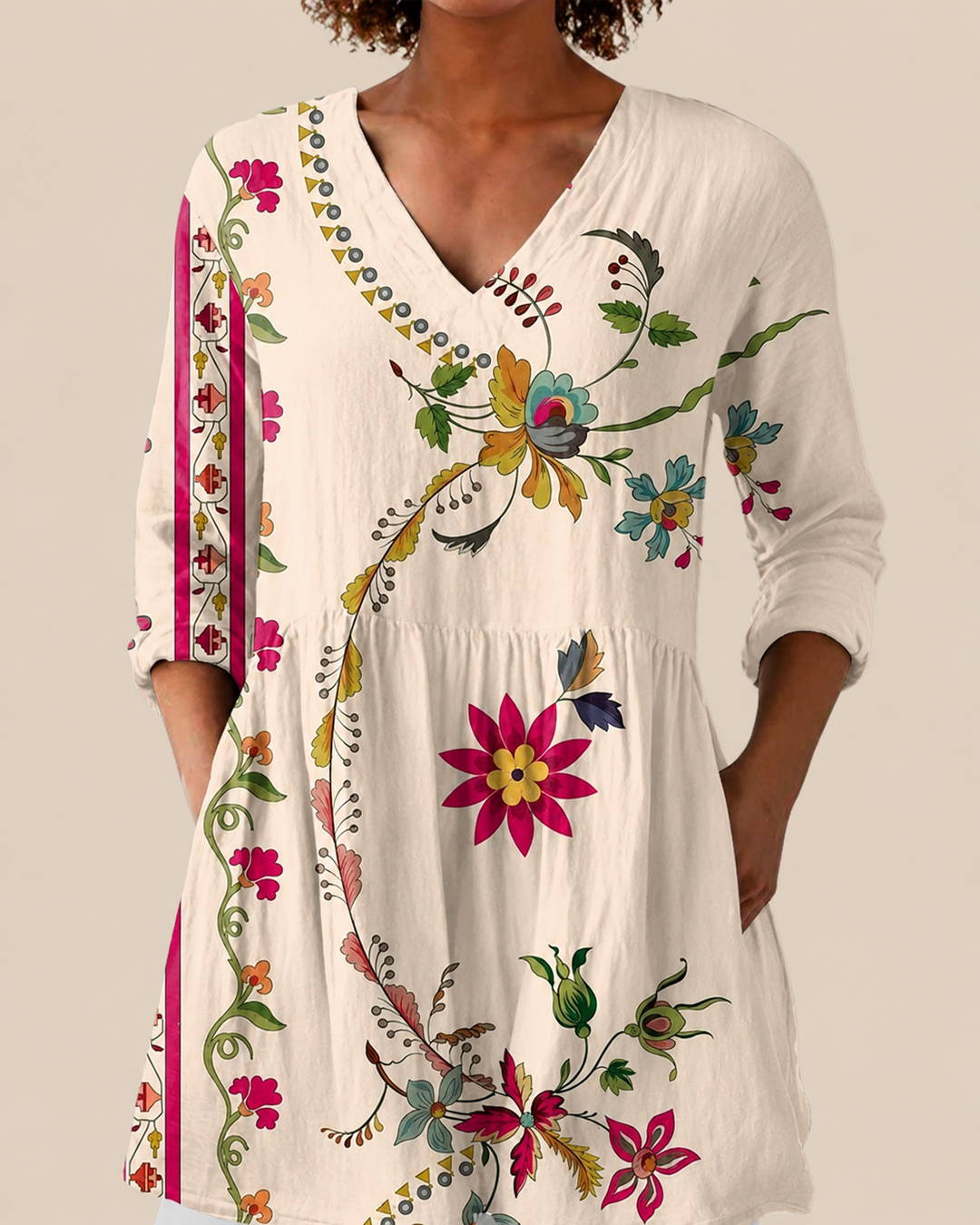 Aria | Lange Blouse met Expressief Patroon