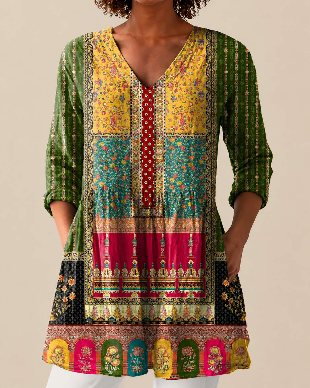 Nyla | Lange Blouse met een Uitgesproken Patroon